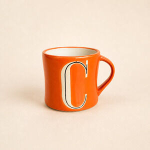 Anthropologie Colorway Monogram Letter C Mug Hand Painted Ceramic Coffee Cup